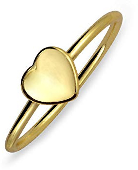 Winziger Minimalistischer Flacher Herzform Initialee Monogramm Siegelring Für Teenager Für Frauen 14K Gold Plattiert .925 Sterling Silber