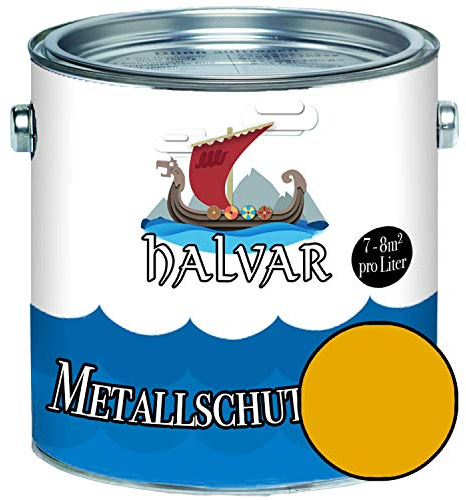 Halvar Metallschutzlack MATT Gelb RAL 1000-1037 Metallfarbe besonders robuster Kunstharzlack Wetterbeständig & perfekter Langzeitschutz Metall (2,5 L, RAL 1003 Signalgelb)