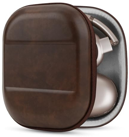 GEEKRIA Shield Headphones Case for Foldable Over-Ear Headphones, Replacement Hard Shell Travel Carrying Bag with Cable Storage Compatible with Sony WH-1000XM4, Shure SRH840A Headsets (Brown)