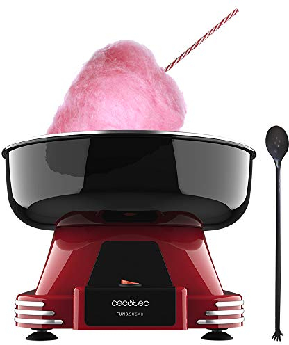 Cecotec Máquina de Algodón de Azucar Fun&Sugar. 500 W, Diseño Retro, Totalmente desmontable, Fácil de usar, Piezas aptas para lavavajillas, Incluye Cuchara dosificadora y 10 sticks