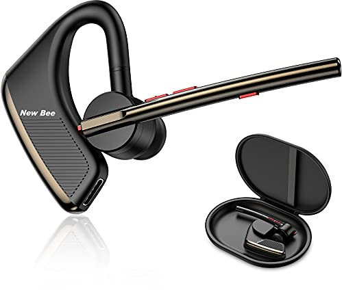 New bee Bluetooth Headset mit Mikrofon Bluetooth V5.2 Wireless Headset 24Hrs Sprechzeit CVC8.0 Dual Mic Noise Cancelling für iPhone/Android/Fahrer/Business/Büro