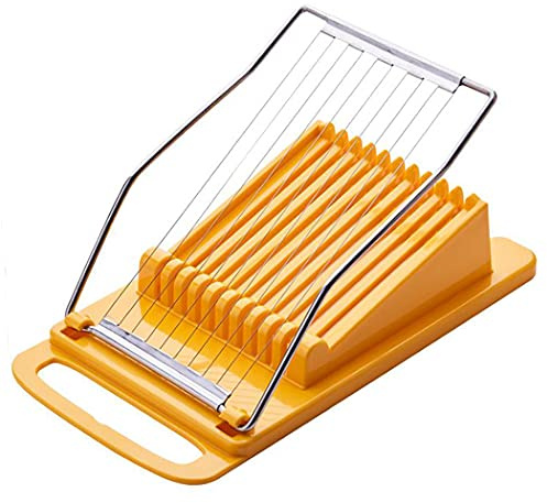 Hoshen Luncheon Meat Slicer, Egg Cutter, Fruit Soft Cheese Slicer, Strengthened Stainless Steel Cutting Line, 10 Slices Evenly Cut，Original Box,Yellow