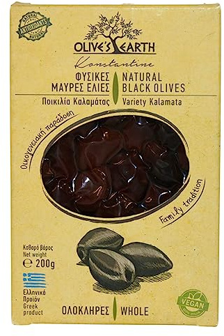 Olive's Earth Olive Greche Nere Kalamata , 4x200g | Olive Naturali, Senza Conservanti, Ricche di Antiossidanti e Grassi Sani – Origine Greci