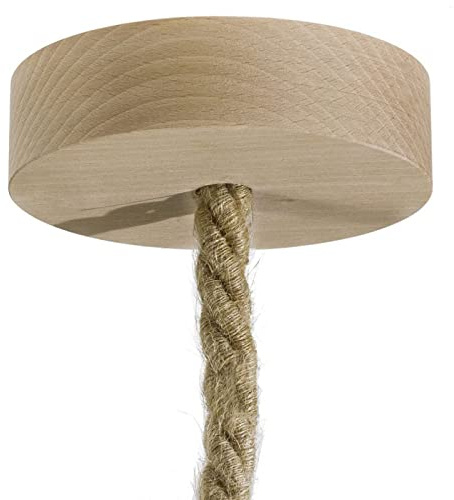 Baldachin | Abzweigdose | Verteilerdose zur Kabelabdeckung Ihrer Deckenlampe | Lampenkappe in holz zylinder ø 100mm - h 30mm inkl Zugentlastung | (natürlich)