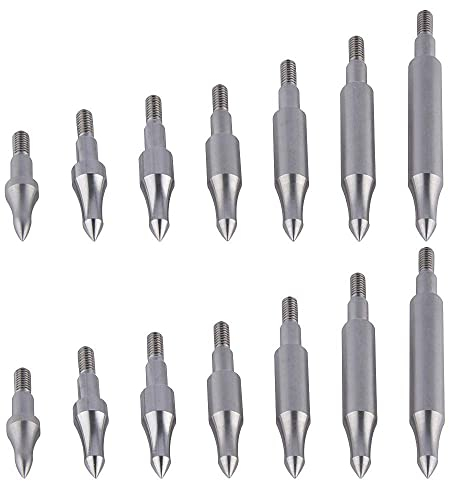 SHARROW Bogenschießen Pfeilspitzen 12 Stück 75/100/125/150/200/250/300 Grain Field Points Einschraub-Übungspfeilspitze Edelstahl Zielkugelspitze für Recurvebogen Compoundbogen (75 Korn)