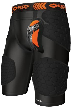 Shock Doctor Unisex-Erwachsene SD30370 HEX CompFit Imp Shrt w Ult Carb Flex Cup, BK, M US