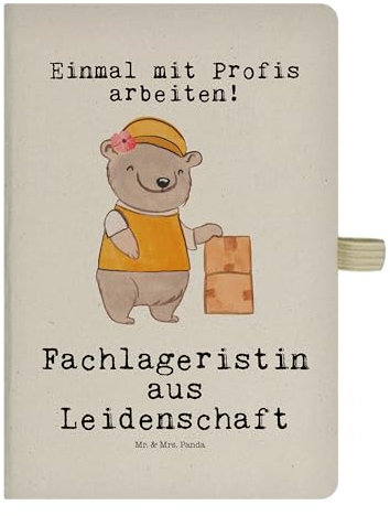 Mr. & Mrs. Panda DIN A4 Baumwoll Notizbuch Fachlageristin Leidenschaft - Geschenk, Abschied, Lagerverwalterin, Adressbuch, Kladde, Tagebuch,