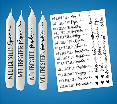 Kerzen Tattoofolie - WELTBESTER - Sprüche zum Verschenken - für Kerzen/Keramik DIN A4