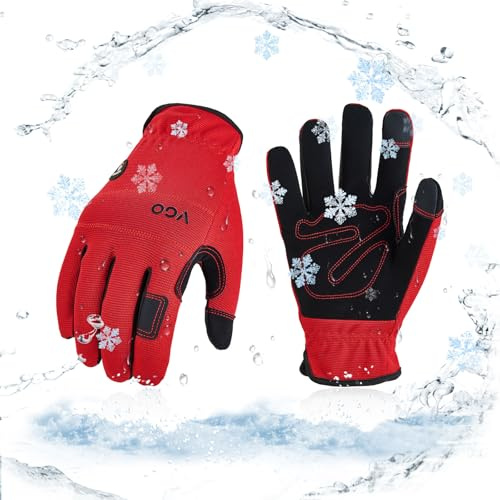 Vgo... 1 Paar Winterarbeitshandschuhe, warme Sicherheitshandschuhe bei kaltem Wetter,Leichte Mechanikerhandschuhe, wasserdicht Touchscreen (NB7581FLWP)