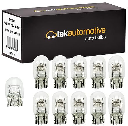 Tek Automotive 580 W21/5W Bulb – 12V 21/5W 380W W3x16Q T20 Capless Brake Light Bulbs, Tail & Daytime Running Lights – E Marked, Road Legal – Box of 10