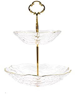 OQHAIR Soporte para Tartas Soporte para Tartas de Doble Capa, Soporte Ligero de Lujo para exhibición de Tartas, Plato de Fruta Multiusos, Mesa de Postre para Uso doméstico, Boda, Fiesta,