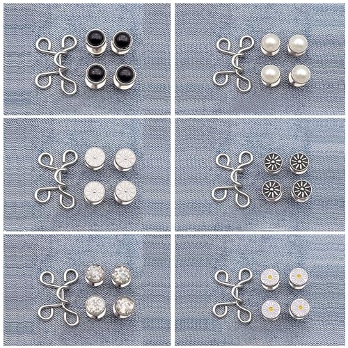6 Stück Nagelfreie Taillenschnalle Verstellbare Jeansknöpfe Abnehmbare Jeans Knöpfe Hosen Ersatz Knöpfe Hosen Taille Knopf Jeans für Kein Nähen erforderlich Sofortknopf für Hosen Jeans Damen Rock