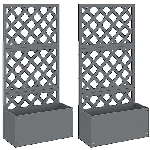 vidaXL Jardinière en Treillis 2 pcs, Pot de Fleurs, Lit Surélevé de Jardin, Boîte de Plantation, Bac à Plante Patio Extérieur, Gris 65x33x135 cm WPC