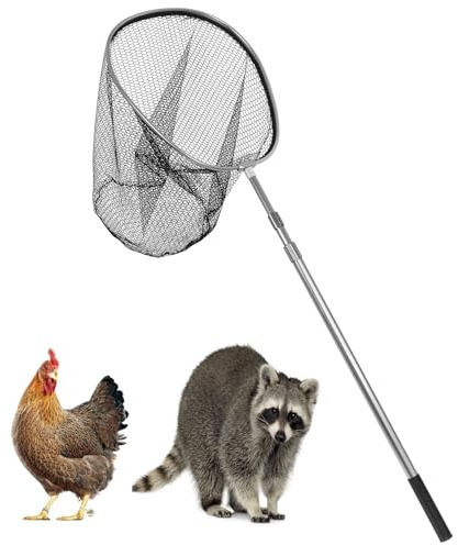 foriy Fangnetz für große Tiere, mit 53,3 cm Netzöffnung, Hühnerbeinhaken mit Teleskopgriff, 94,4-240,9 cm, für Enten, Gänsefische, Katzen, Vögel, Taube, Waschbär und andere