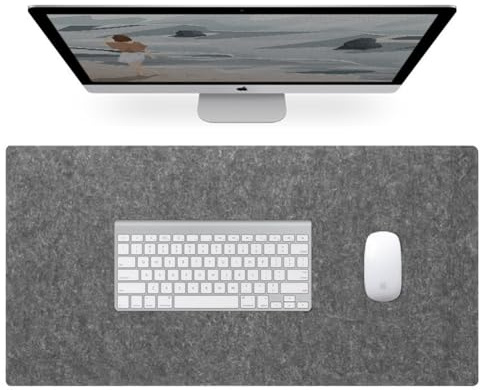 Filz-Schreibtischunterlage, groß, für Büro, Zuhause, rutschfeste Schreibtischunterlage, schützende Schreibtischunterlage, große Laptop-Matte, erweitertes Mauspad, Tastaturmatte (Dunkelgrau, 120 x 50