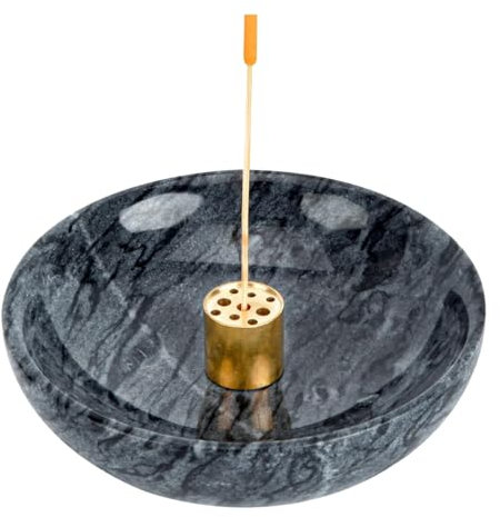 Kliplinc 1 Supporto per boccola a R in Marmo Naturale con 9 R?ucherl?Chern in Nero e 11,8 cm, per R?ucherst?bchen, Bobine R¨¹¹¹¹¹¹ Coni di Flusso, Fatto a Mano