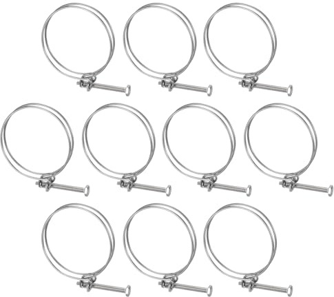 sourcing map 10Pcs Double Wire Hose Clamp, 93-100mm Adjustable Stainless Steel Wire Hose Clips with M8 Bolt for Dust Collection Hose, Pump Hose Pipe