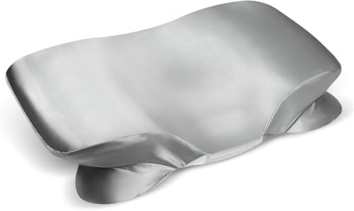 Zelimun Satin-Kissenbezug für Haar und Haut, Kontur-Kissenbezüge für 60 x 40 cm Halswirbelkissen, glatt und weich zum Schlafen, Kissenbezug mit Reißverschluss (grau)