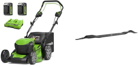 Greenworks 2x24V Tondeuse à Gazon sans Fil Autopropulsée, Largeur de Coupe 46cm, Inclus 2 X 24V 4Ah et Chargeur Double, GD24X2LM46SPK4X + Greenworks Lame de Rechange Originale de 46 cm