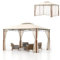 RELAX4LIFE Pavillon 3,6 x 3 m, Gartenpavillon Wasserabweisend Stabil Winterfest, mit Doppeldach & 4 Moskitonetz Seitenteilen, Partyzelt Metallrahmen Polyester, Gartenlaube für Garten, Terrasse