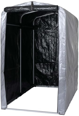 Mendler Fahrradgarage HWC-N61, Foliengarage Aufbewahrungsgarage Garagenzelt, Alu UV-Schutz wasserfest, 201x121x201cm - Silber