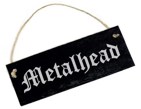Dekolando Metalhead - Schild aus Schiefer graviert - Heavy Metal Musik Metaller Türschild Dekoschild 22 x 8 cm