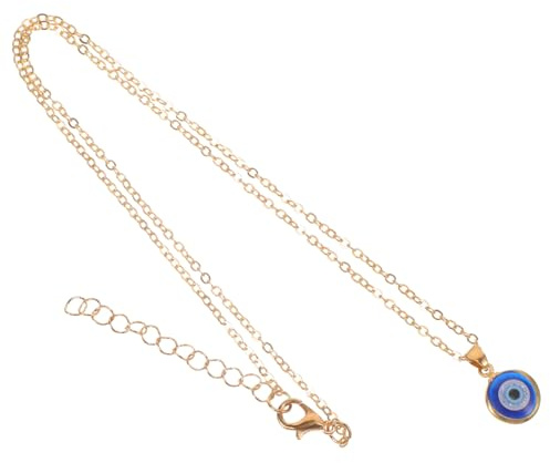 Turkish Style Evil Eye Necklace Blue Alloy Pendant with Extension Chain | Adjustable Length, Indoor and Car Use, for Most People, Blue Amulet Charm Piece