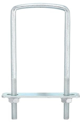 sourcing map Lot de 6 boulons en U carrés de 60 mm de largeur intérieure 150 mm de long M8 en acier au carbone zingué avec écrous et plaques, pour remorque de bateau