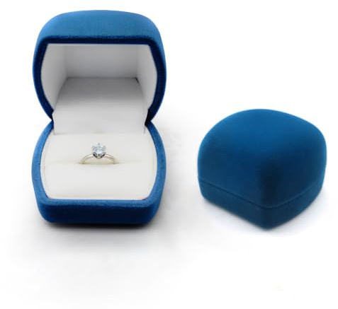 AfitLulu Ringbox Samt Ring Aufbewahrung Ringbox Hochzeit Elliptisch Verlobungsring Box für Vorschläge, Verlobungen und Hochzeiten (Blau)