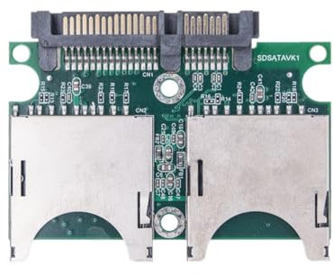 Hermosiey Dual-SD-Zu-SATA-Konverter, SD-Zu-SATA-Adapterkarte in Industriequalität, 15-Polige+7-Polige SD-Zu-Seriell-Adapterkarte
