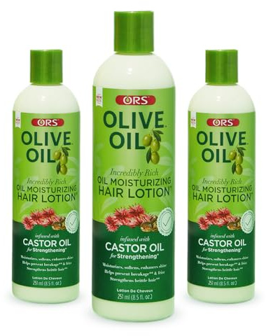 ORS Olive Oil Incredibly Rich Moisturizing Hair Lotion with Castor Oil 8.5 Ounces (Pack of 3)