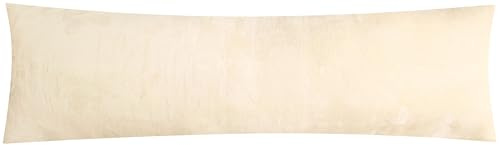 Fleece Seitenschläferkissen Bezug 40x145cm - Ecru - 1 Stück (40x145cm-Ecru) | Winter, flauschig weich und warm, kuschelig, Reißverschluss auf der langen Seite