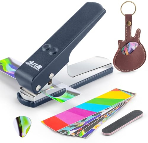 ArtAt Gitarren-Plektrum-Set zum Selbermachen, inklusive 6 Plektrum-Streifen und einer Plektrumfeile, Leder-Schlüsselanhänger, Plektrumhalter, einfach zu bedienen, einzigartiges Geschenk für