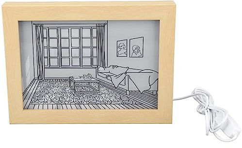 TOPINCN Dipinto Illuminato, 3 modalità di Colore luminosità Luce Notturna a LED Regolabile, Ricarica USB, Decorazione per Comodino da Parete con Luce Solare di Imitazione, Immagine Anime