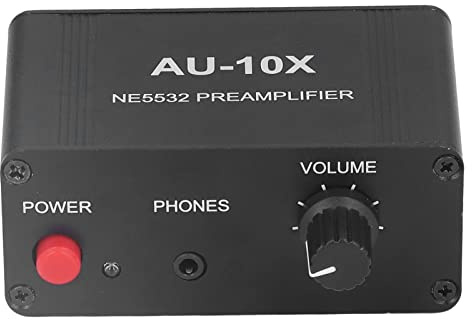 Préamplificateurs D'amplificateurs de Casque Stéréo Sound Sound 20 DB avec écouteur 3,5 Mm Sortie Multipatible pour Téléphones, Ordinateur, Alliage D'aluminium Noir