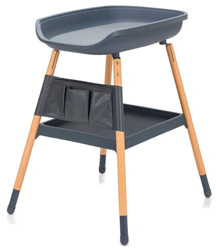 Fillikid Wickeltisch Exclusiv | Mobiler Wickeltisch | Wickelkommode mit Wickelauflage | Wickelkombination, Herausnehmbare Abwischbare Auflage, Praktische Seitliche Ablage, Holzbeine für Stabilität