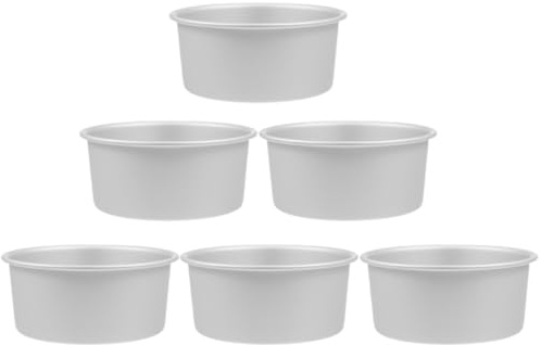 MUCKLILY Moules à Gâteaux Ronds 10 Cm en Alliage D’aluminium Robuste, Moules à Muffins Anti-déformation, Cuisson Polyvalente pour Pâtisserie Maison, Lot de 6 Pièces