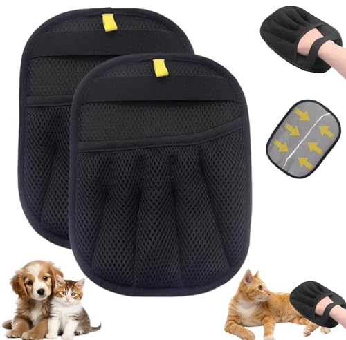 SahCognitual Gant Poil Animaux, 2 Pièces, Double Face Brosse Anti Poils Chat
