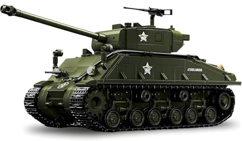 Technik M4 Sherman Panzer Klemmbausteine WW2 Militär Panzer Bausteine Set | 1: 28 WW2 Panzer Klmmbausteine Modell, 1682+ Teile Panzer Bausteine Spielzeug für Heim Dekor, Halloween Weihnachten Geschenk