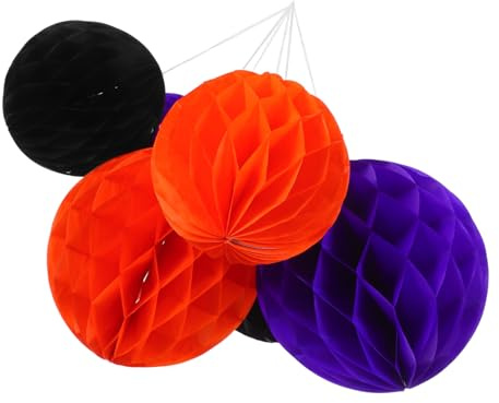 BAZEITFLOW 6piezas Pompones Decorativos Festivos De Bolas De Panal De Papel Colgantes para Halloween Bolas De Nido De Abeja Brillantes para Decorar Fiestas