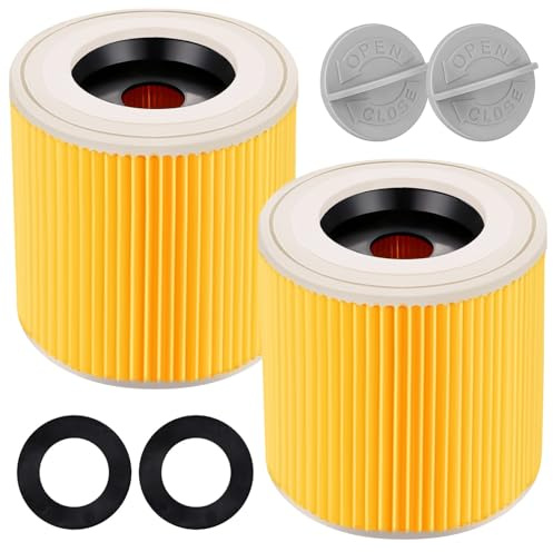 YGVQN 2X Filtro de Cartucho para Kärcher WD2 WD3 WD3P A2004 MV2 MV3, Filtros para Aspiradoras Lavables y Reutilizables Extension Kit sustituye a 6.414-552.0, 6.414-772.0 Aspiradora Seca y Húmeda