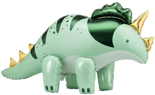 Gleemix Dino Luftballon Stehend, XXL Luftballon Dino, 81x42 cm | Triceratops Folienballon, Großer Dinosaurier Luftballon, Dino Geburtstag Deko Ballon für Party