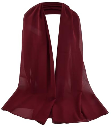 Stola dam chic, sjal i chiffongsilke för kvinnor, elegant, stola, bröllop, wrap, scarf, foulard, för kväll, ceremonier, cocktailfester, bröllop, strand, 180x70 cm, Bordeaux, 180x70cm