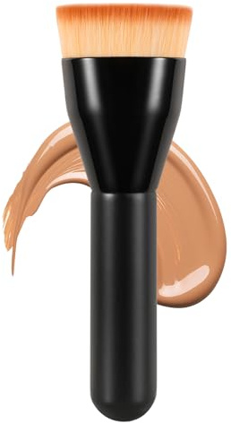 Flat Top Kabuki Foundation Brush,Professional Makeup Brush for Liquid Foundation,Make up Blending Brush for Liquid, Cream, and Powder(Black)