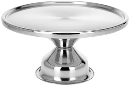 Piatto per torta in acciaio inox girevole con base in acciaio inox, diametro 33 x 8 cm