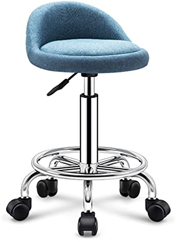 Taburete rodante de altura ajustable con respaldo, cómoda silla giratoria para salón, spa, tatuaje y belleza, asiento de emulsión resistente con ruedas, color negro