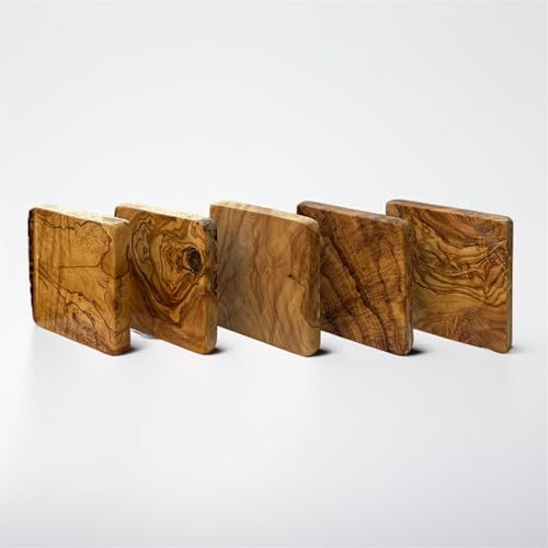 Set di pannelli in legno d'ulivo, in legno naturale, per la creazione di gioielli fai da te, 10 x 10 x 1 cm, venature uniche (5)