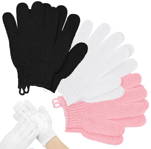 AYBUY Peelinghandschuh Rückenschrubber Set, Peeling Handschuh, Duschhandschuh Badehandschuhe für Körper, Dusche, Entferner, abgestorbene Haut, Scrubber(Lila)