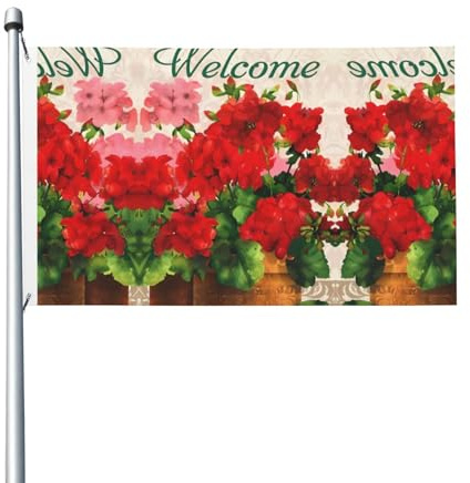 Bandera de jardín de doble cara con patrón de geranios rojos, bandera decorativa para fiestas, porches, etc.