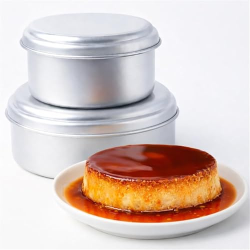 Quesillera Venezolana con tapa Molde - Pack de 2 moldes Flanera para Baño María tradicionales de aluminio con tapa para quesillo, tarta de queso, pastel de caramelo y pudín, dos tamaños disponibles (2